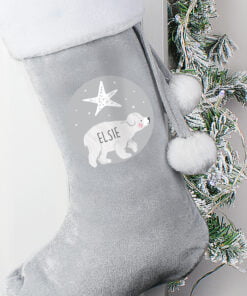 Baby Polar Bear Luxury Silver Grey Stocking