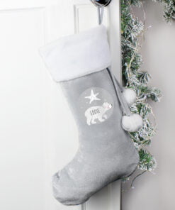 Baby Polar Bear Luxury Silver Grey Stocking