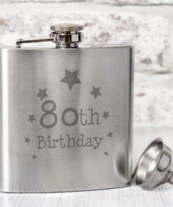 80th Birthday Hip Flask