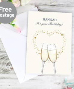 Personalised Gold Champagne Flutes Card