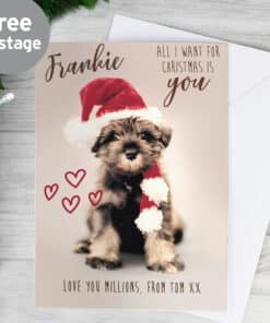 Personalised Rachael Hale 'All I Want For Christmas' Puppy Card