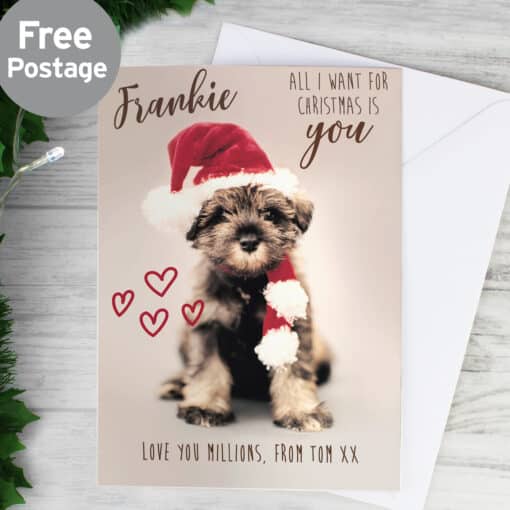 Personalised Rachael Hale 'All I Want For Christmas' Puppy Card