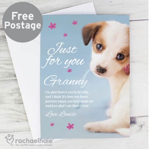 Personalised Rachael Hale 'Just for You' Puppy Card