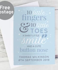 Personalised '10 Little Fingers' Blue Baby Card