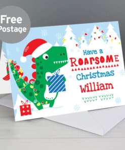 Personalised Dinosaur 'Have a Roarsome Christmas' Card