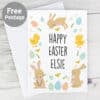 Personalised Easter Bunny & Chick Card