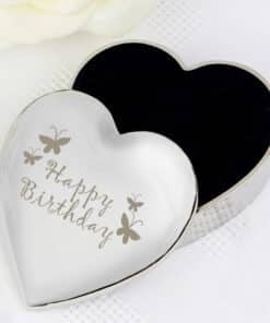 Happy Birthday Butterfly Heart Trinket Box