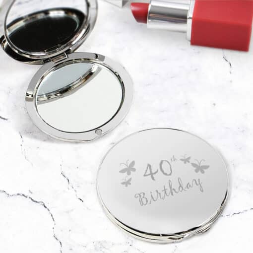 40th Butterfly Round Compact Mirror