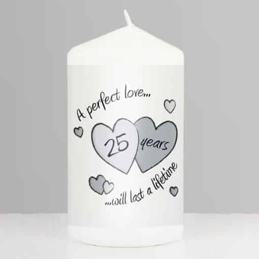 Perfect Love Silver Anniversary Pillar Candle