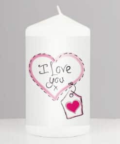 Heart Stitch - I Love You Pillar Candle
