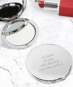 Personalised Silver Round Compact Mirror