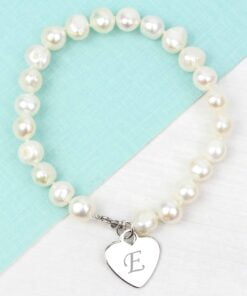 Personalised White Freshwater Scripted Initial Pearl Bracelet