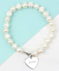 Personalised White Freshwater Pearl Scripted Name Bracelet