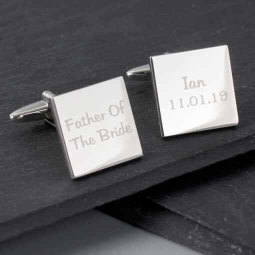 Personalised Wedding Role Square Cufflinks - 2 lines