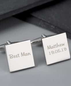 Personalised Wedding Role Square Cufflinks -1 line