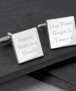 Personalised Any Message Square Cufflinks - 3 lines