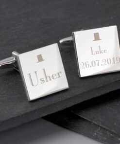 Personalised Decorative Wedding Usher Square Cufflinks
