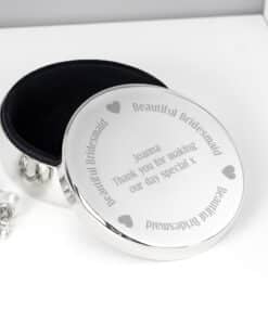 Personalised Beautiful Bridesmaid Round Trinket Box