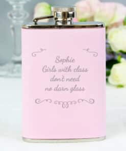 Personalised Ornate Pink Hip Flask