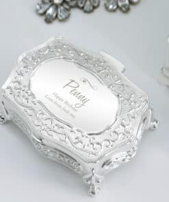 Personalised Swirls & Hearts Small Antique Trinket Box