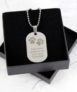 Personalised Pawprints Stainless Steel Dog Tag Necklace