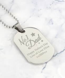Personalised No.1 Dad Stainless Steel Dog Tag Necklace