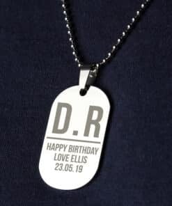 Personalised Initials Stainless Steel Dog Tag Necklace