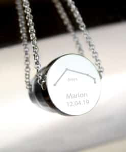 Personalised Aries Zodiac Star Sign Silver Tone Necklace (March 21st-April 19th)