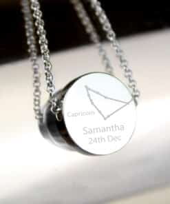Personalised Capricorn Zodiac Star Sign Silver Tone Necklace (December 22nd - 19th January)