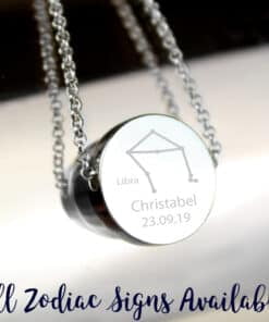 Personalised Libra Zodiac Star Sign Silver Tone Necklace (September 23rd - October 22nd)