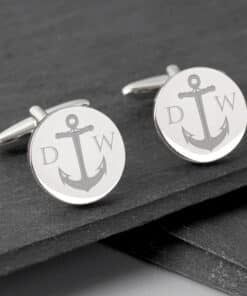 Personalised Anchor Round Cufflinks