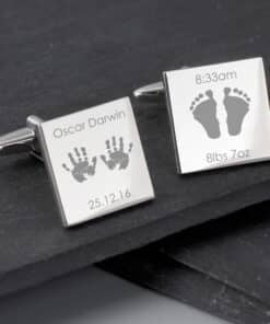 Personalised Hands and Feet New Baby Square Cufflinks