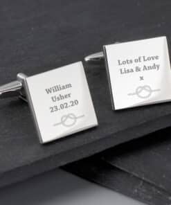 Personalised Tie the Knot Square Cufflinks