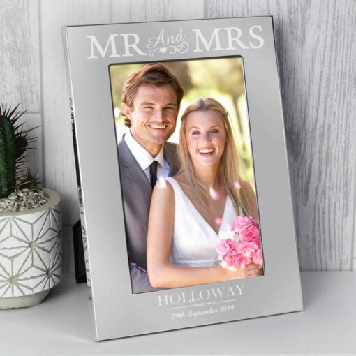 Personalised Mr & Mrs 4x6 Silver Photo Frame