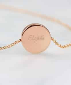 Personalised Any Name Rose Gold Tone Disc Necklace