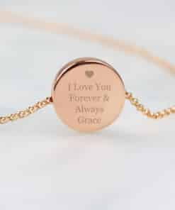 Personalised Heart Rose Gold Toned Disc Necklace