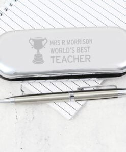 Personalised Teacher Trophy Pen and Box Set