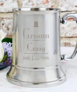 Personalised Decorative Wedding Groom Stainless Steel Tankard