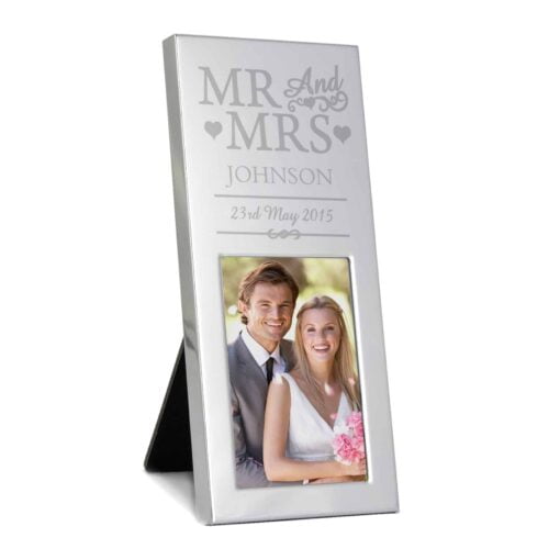 Personalised Small Mr & Mrs 2x3 Silver Photo Frame