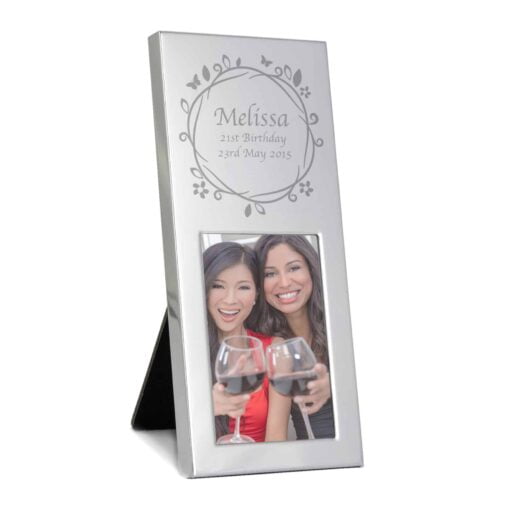 Personalised Small Butterfly Swirl 2x3 Silver Photo Frame