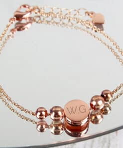 Personalised Rose Gold Tone Initials Disc Bracelet
