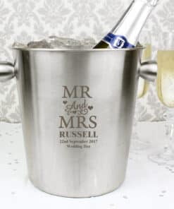 Personalised Mr & Mrs Stainless Steel Ice Bucket