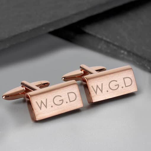 Personalised Modern Rose Gold Plated Cufflinks