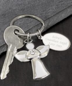 Personalised Silver Plated Angel Keyring
