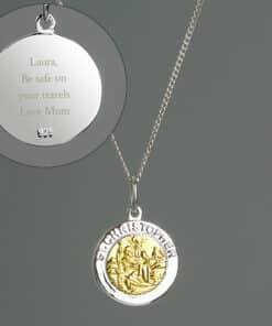 Personalised Sterling Silver & 9ct Gold St. Christopher Necklace