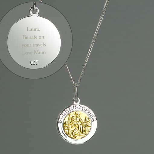 Personalised Sterling Silver & 9ct Gold St. Christopher Necklace