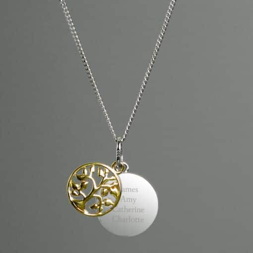 This gorgeous Personalised Sterling Silver and Gold Plated Family Tree Necklace is a wonderful gift for Mother's Day or Birthday.