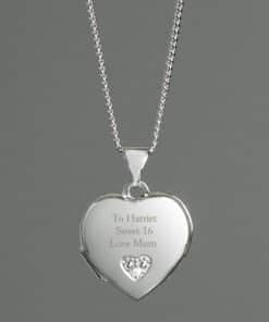 Personalised Children's Sterling Silver and Cubic Zirconia Heart Locket Necklace