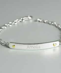 Personalised Sterling Silver and 9ct Gold Bar Bracelet