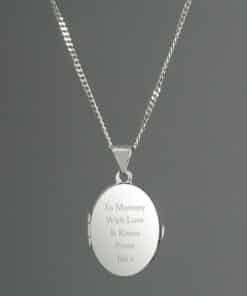 Personalised Sterling Silver Oval Locket Necklace